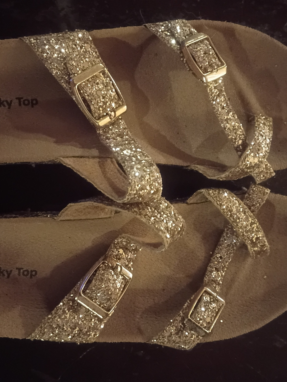 Glitter Strappy Kids Sandals - Gold